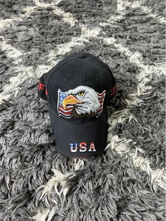 Vintage 90s Grail Sample USA Hat American Cap Trucker Post 5102 Black VFW New